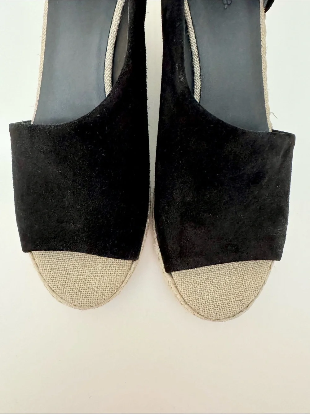 Vince Sonora Black Suede D'Orsay Platform Wedge Espadrille Sandals, Size 41 / 10